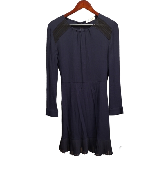 SANDRO |‎ Navy Rebella Long Sleeve Mini Dress in Size Small - Picture 2 of 8
